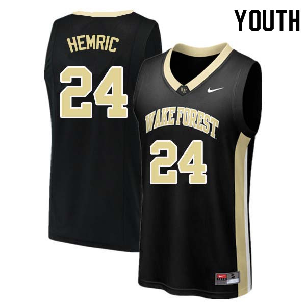Youth #24 Dickie Hemric Wake Forest Demon Deacons College Basketball Jerseys Sale-Black